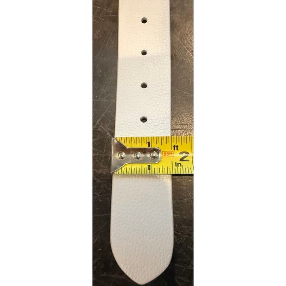 Chico’s Mother Of Pearl Beaded Designer White Leather Belt New - Picture 15 of 16